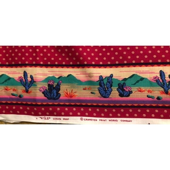 Cranston Fabric Cotton Southwest Pottery Plants Panel VIP Screen Print NEW - Picture 2 of 5